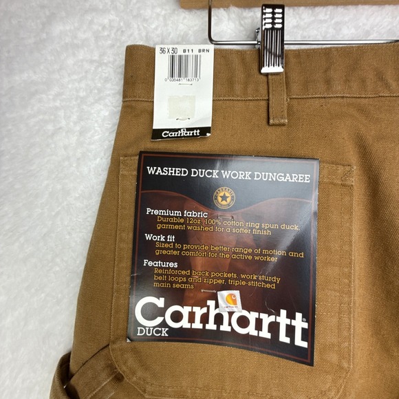 Carhartt Washed Duck Work Dungaree Pants B11 BRN 36x30 Mens USA NOS NWT